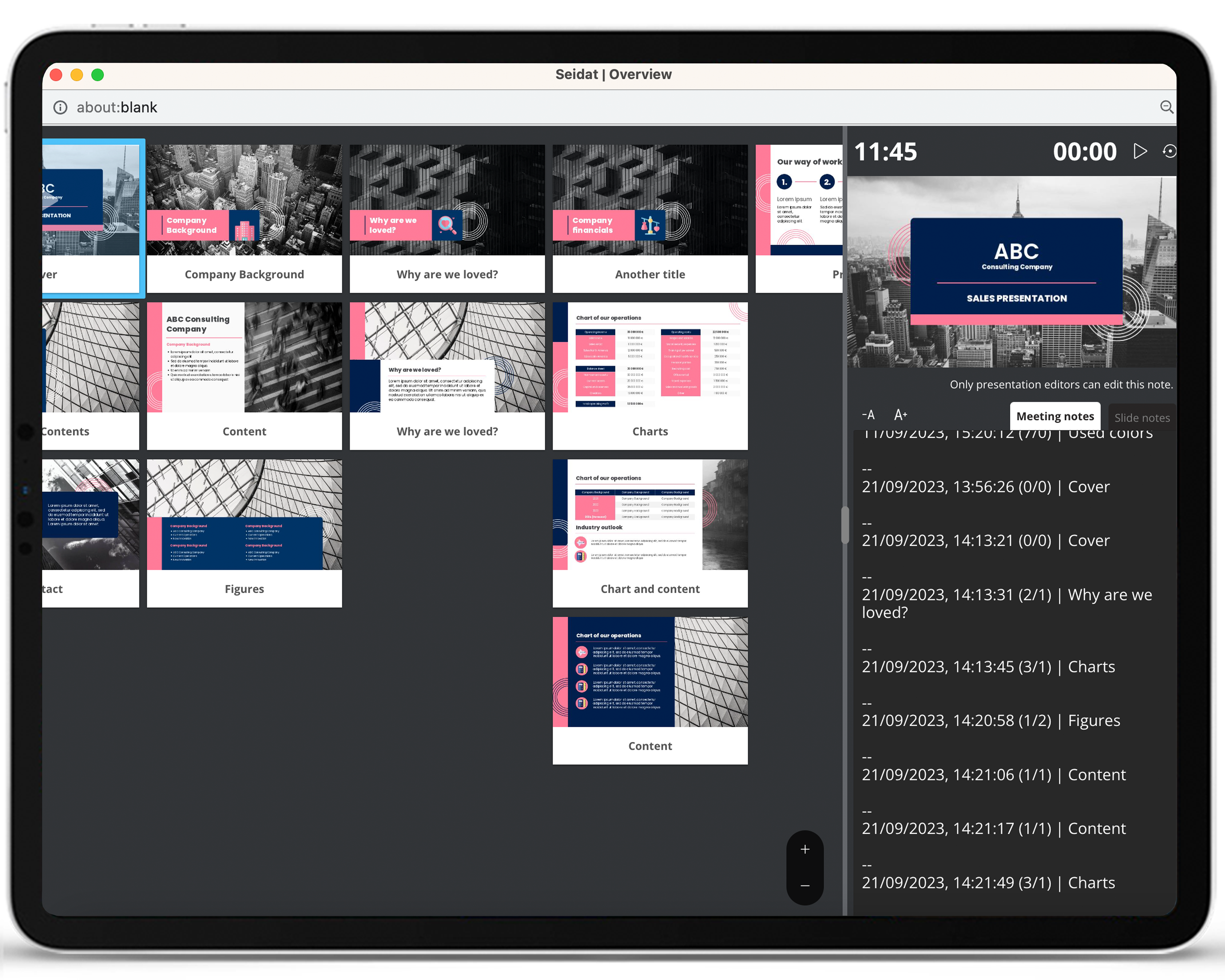 Seidat presenter view & Notes