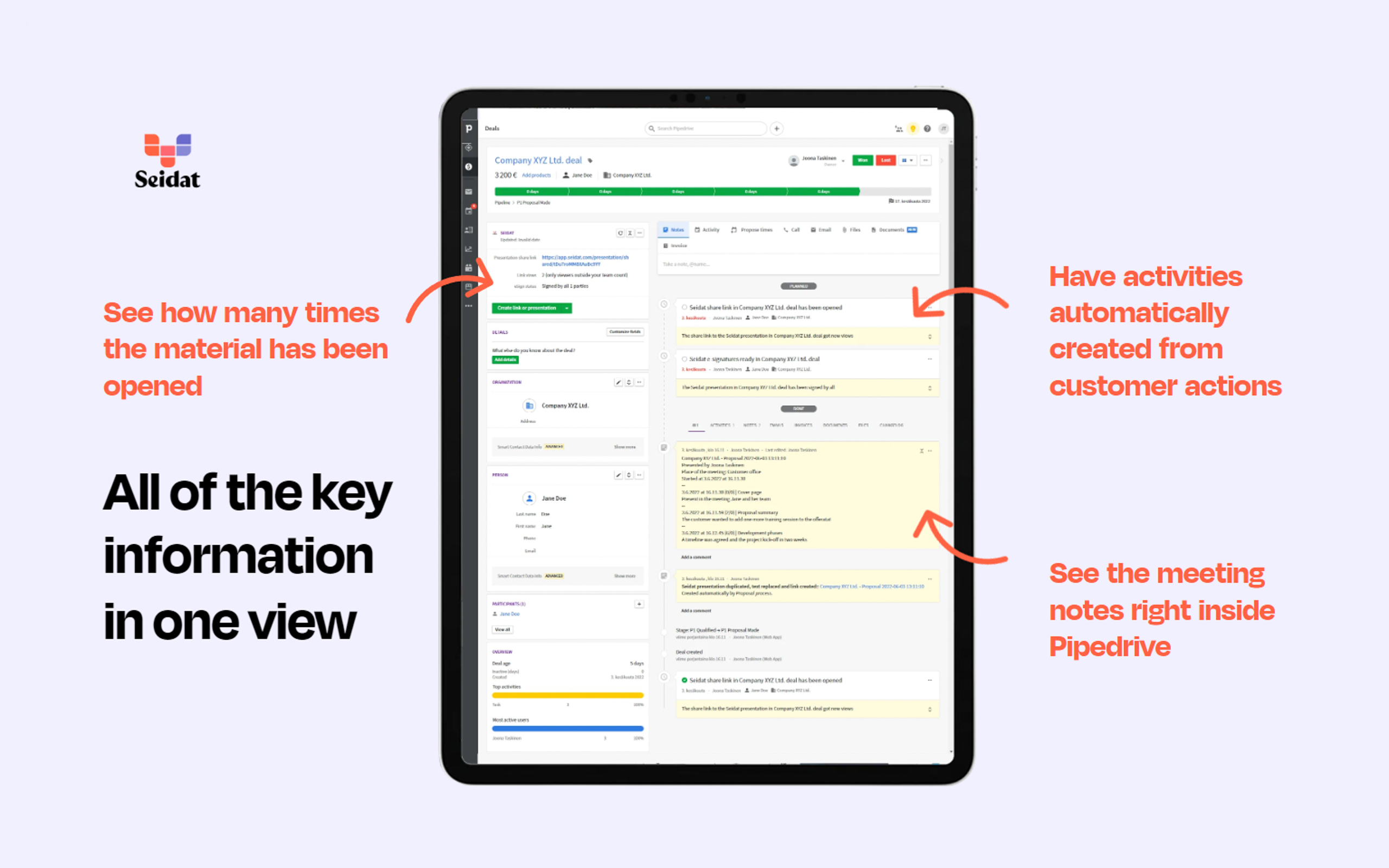 Pipedrive & Seidat dashboard